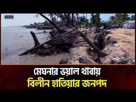 চোখের সামনেই নদীতে বিলীন বসতভিটা, অসহায় হাতিয়ার মানুষ