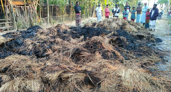 যৌতুক না দেয়ায় শ্বশুরের ধান পুড়িয়ে দিলো জামাই